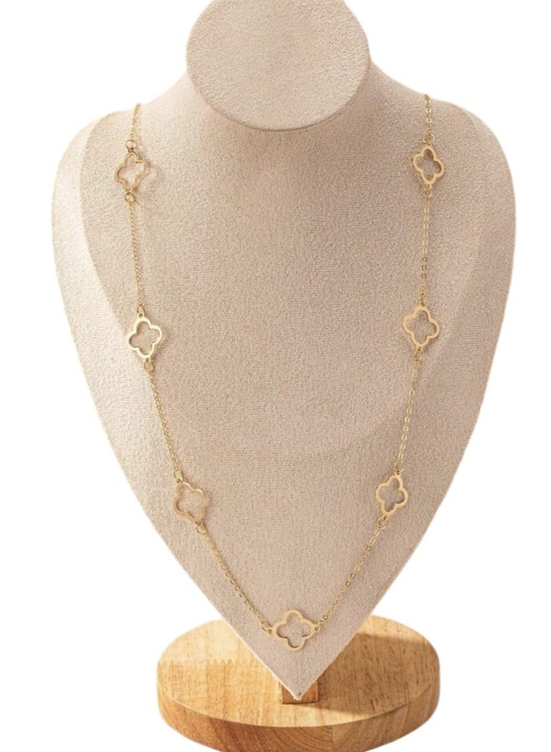 YUCCA European and American Style Hollow Out Plant Leaf Pendant Long Necklace for Women Elegant Vintage - Image 2
