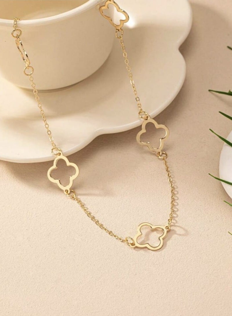 YUCCA European and American Style Hollow Out Plant Leaf Pendant Long Necklace for Women Elegant Vintage - Image 5