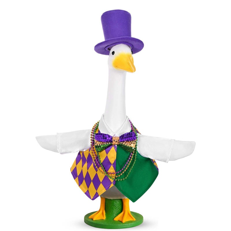 JcHrmers Mardi Gras Goose Outfits Porch Goose Outfit Lawn Porch Goose Clothes Fits 23" Cement Plastic Goose Statue for Mardi Gras Outdoor Garden Yard Patio Statue Decoration(Style2) - Image 1