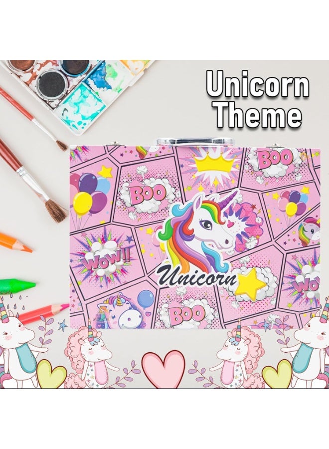 Art Set for Kids with Unicorn Theme Case, Art and Craft Supplies Kit for Drawing and Painting with Sketch Pen, Paint Colors, Brush, Color Pencils, Crayons - Image 5