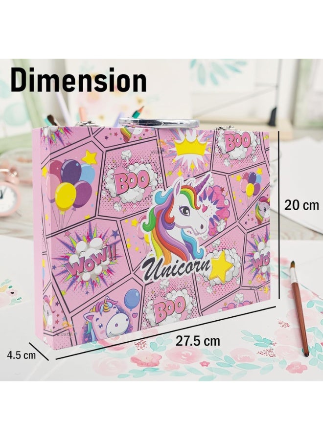 Art Set for Kids with Unicorn Theme Case, Art and Craft Supplies Kit for Drawing and Painting with Sketch Pen, Paint Colors, Brush, Color Pencils, Crayons - Image 2