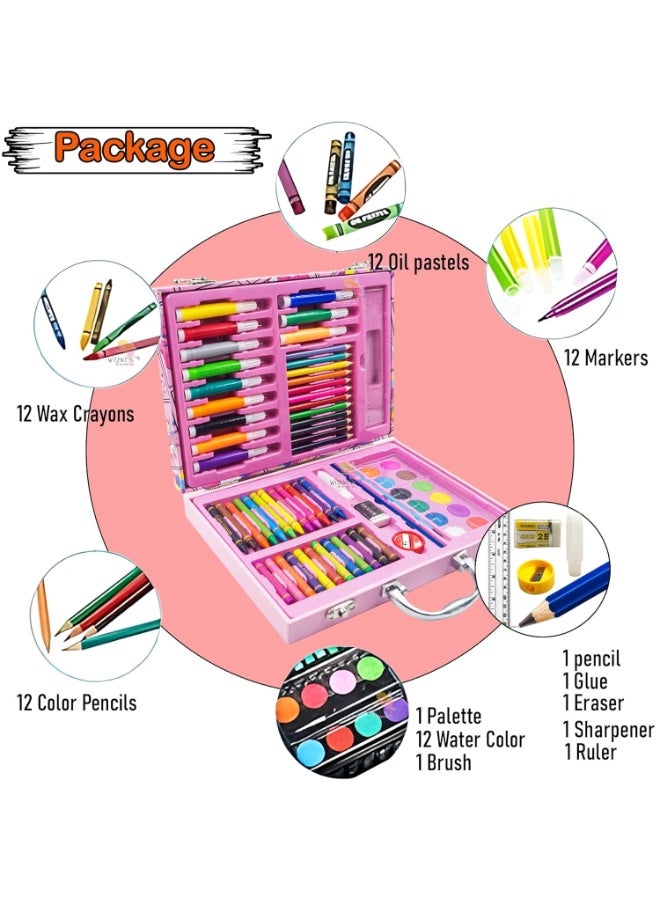 Art Set for Kids with Unicorn Theme Case, Art and Craft Supplies Kit for Drawing and Painting with Sketch Pen, Paint Colors, Brush, Color Pencils, Crayons - Image 3