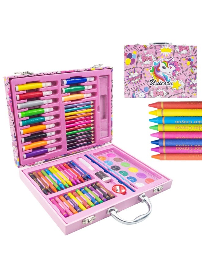Art Set for Kids with Unicorn Theme Case, Art and Craft Supplies Kit for Drawing and Painting with Sketch Pen, Paint Colors, Brush, Color Pencils, Crayons - Image 1