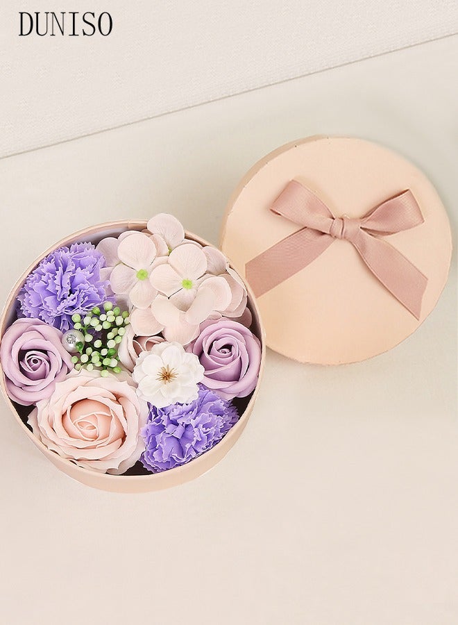 DUNISO Rose Soap Flower Gift Box,Artificial Flowers Soap Flower Gift Box,Rose Bath Flower Gift Box,Eternal Flower Box,for Wedding/Birthday/Valentine's Day/Mother's Day,16.2*16.2*8.2cm - Image 2