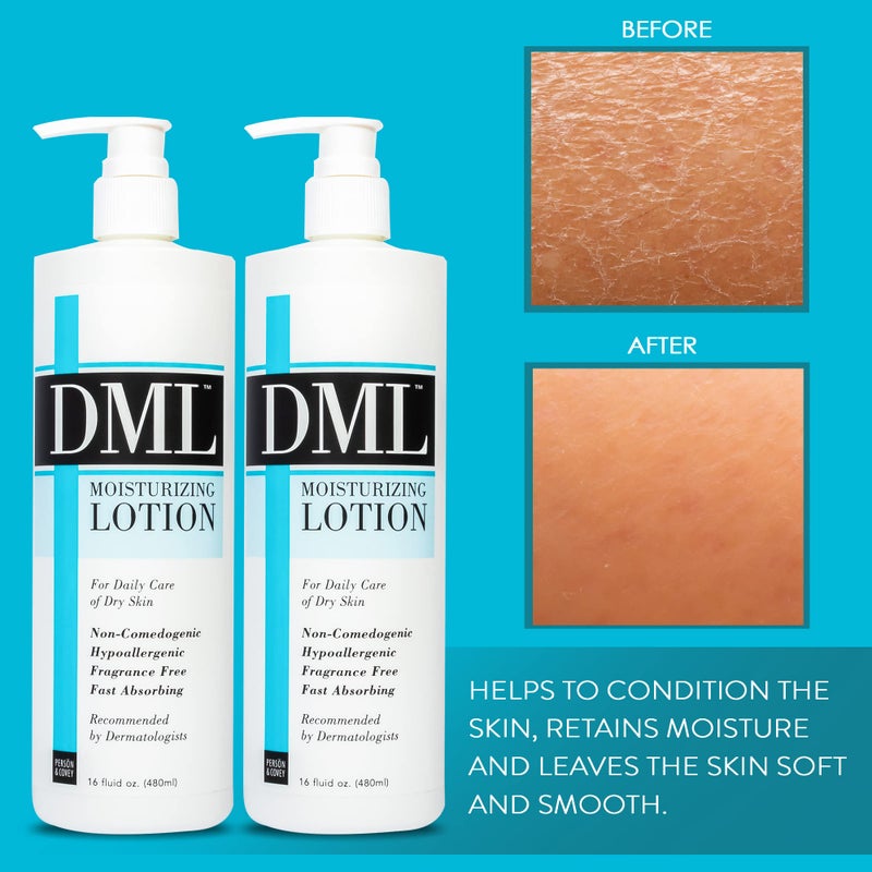DML Moisturizing Lotion- Hydrating Hand and Body Moisturizer / Hypoallergenic Body Lotion for Dry and Cracked Skin / Gentle, Unscented Moisturizing Lotion Great for Men and Women / 16 oz (Pack of 2) - Image 2