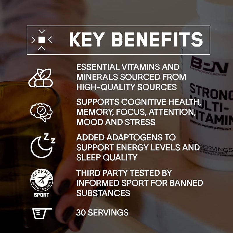 BARE PERFORMANCE NUTRITION BPN Strong MultiVitamin Foundational Health Improved Mood and Sleep Adaptogens Improved Cognitive Health - Image 4