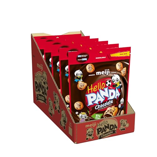 Meiji Hello Panda Cookies Chocolate Crme Filled Resealable Package  7 oz Pack of 6  Bite Sized Cookies with Fun Panda Sports - Image 1