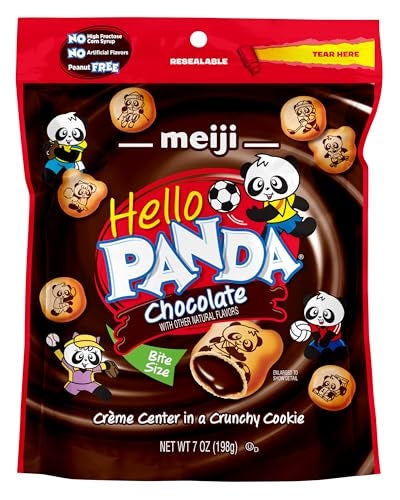 Meiji Hello Panda Cookies Chocolate Crme Filled Resealable Package  7 oz Pack of 6  Bite Sized Cookies with Fun Panda Sports - Image 5