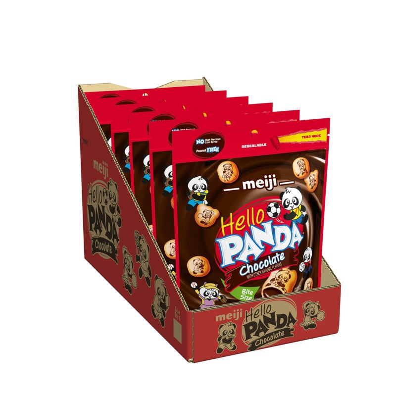 Meiji Hello Panda Cookies Chocolate Crme Filled Resealable Package  7 oz Pack of 6  Bite Sized Cookies with Fun Panda Sports - Image 3