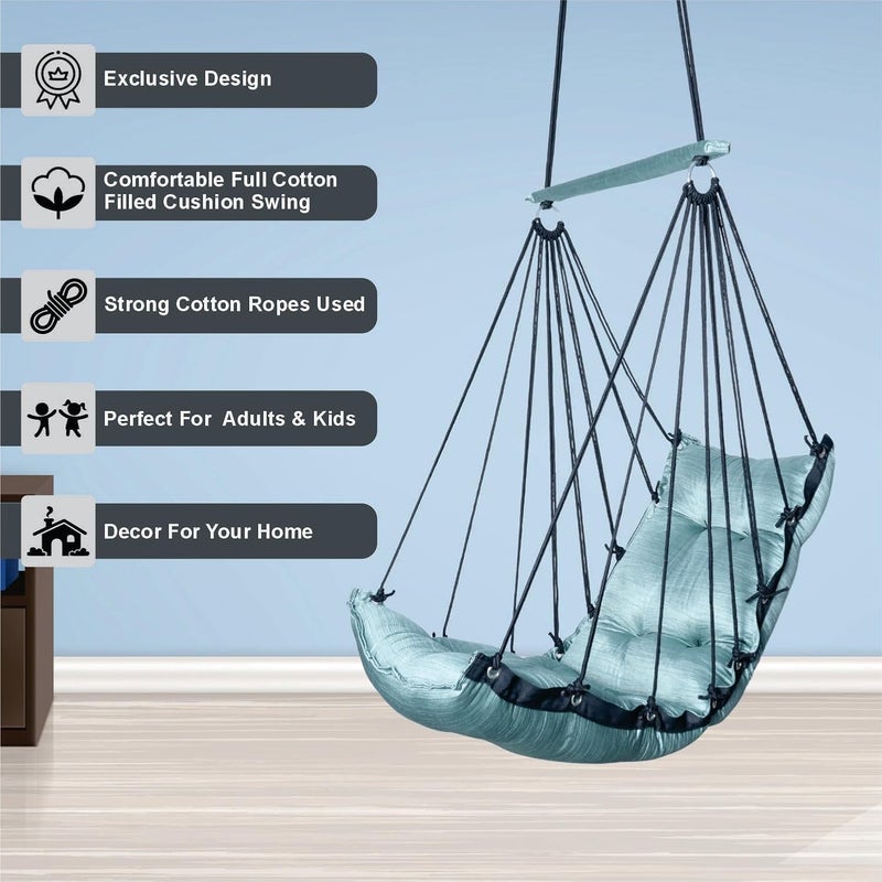 JULJULIA أرجوحة للشرفة - جولا مميزة للبالغين للمنزل، جولا آمنة للأطفال، كرسي معلق للشرفة الداخلية، تصميم متين ومريح، سهولة التركيب والصيانة - JJ_Low-K-SEA الأخضر - Image 4
