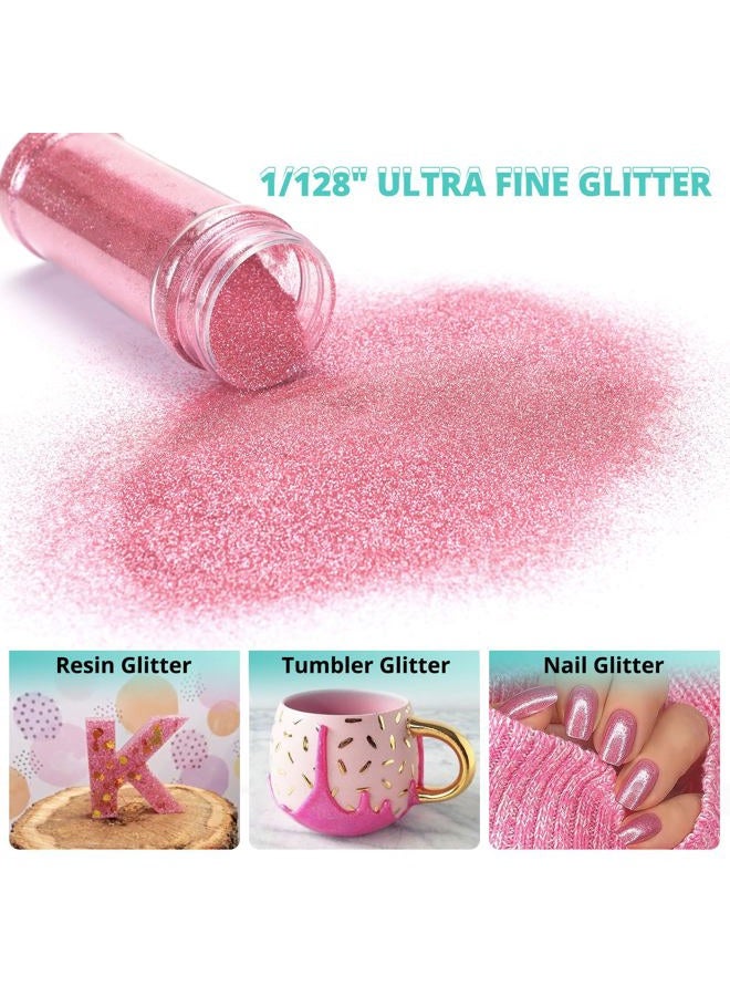 HTVRONT Pink Fine Glitter for Crafts - 50g/1.76oz Ultra Glitter for Resin, 1/128''Portable Extra Fine Glitter Powder for Nails, Tumblers, Ornaments, Makeup, Body Resin Glitter Bulk, Pink Glitter - Image 2