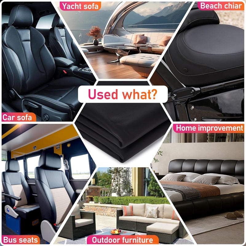 Meneng Marine Vinyl Upholstery Faux Leather Meneng Black Grain Faux Leather 54x36 Marine Vinyl Fabric Waterproof Durable for DIY Upholstery Boat Car Sofa - Image 5