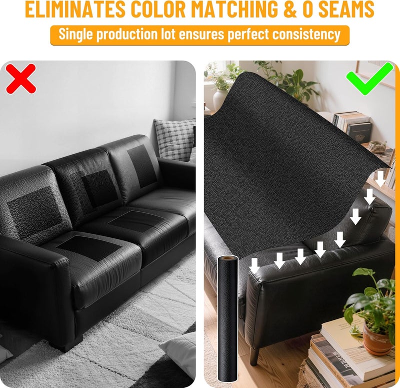 Meneng Marine Vinyl Upholstery Faux Leather Meneng Black Grain Faux Leather 54x36 Marine Vinyl Fabric Waterproof Durable for DIY Upholstery Boat Car Sofa - Image 4