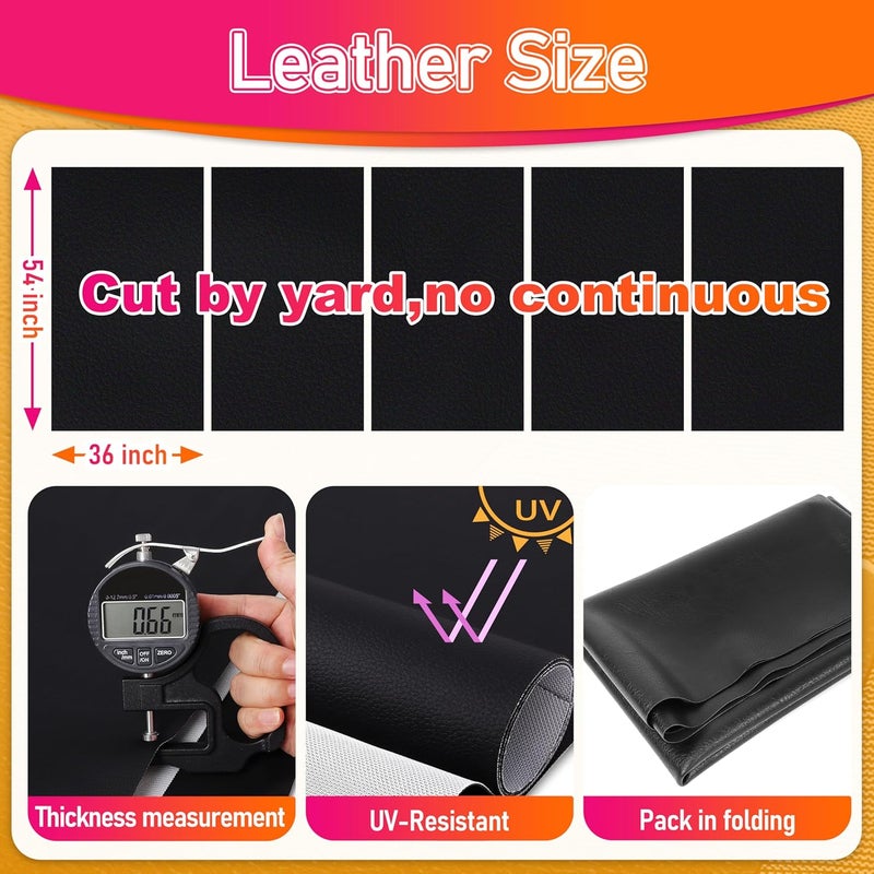 Meneng Marine Vinyl Upholstery Faux Leather Meneng Black Grain Faux Leather 54x36 Marine Vinyl Fabric Waterproof Durable for DIY Upholstery Boat Car Sofa - Image 2