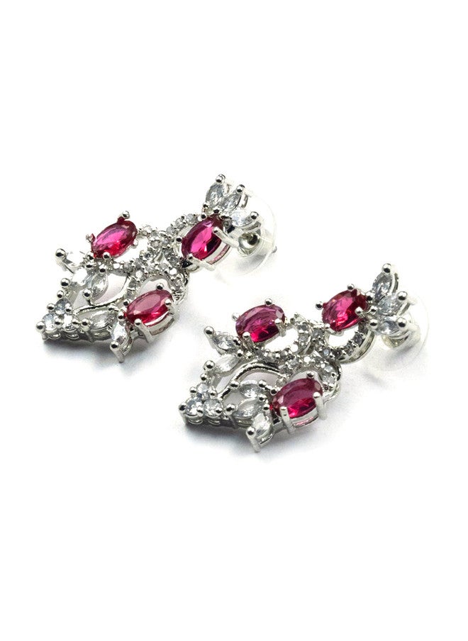 StileAdda Silver-Plated AD-Studded Sleek Jewellery Set with Necklace and Earrings - Image 5