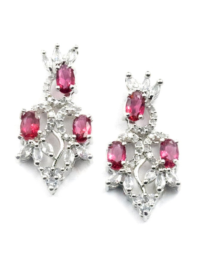 StileAdda Silver-Plated AD-Studded Sleek Jewellery Set with Necklace and Earrings - Image 4