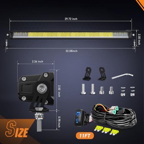 Nilight LED Light Bar with Amber DRL 30 Inch 120W Single Row Light - Image 4
