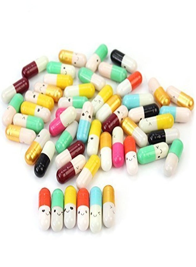 Wetco Message in a Bottle Capsule Letter Cute Love Friendship Half Color Pill, Plastic, Assorted Color - 50 Pcs - Image 1