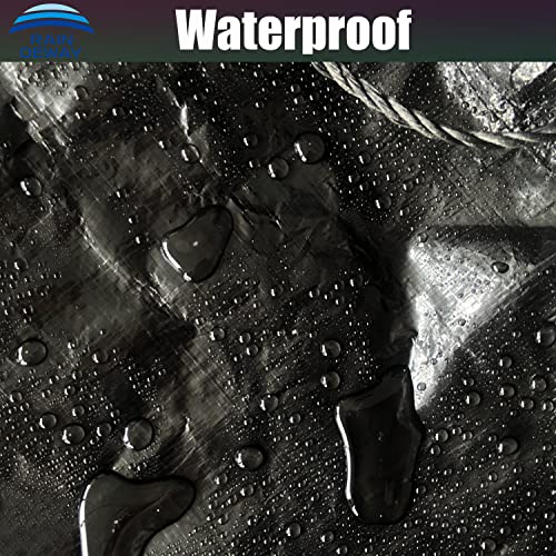 RAINDEWAY 12x12 Feet Black Poly Yard Tarp with Drawstring, Reusable Leaf Lawn Garden Tarp Bag - Image 2