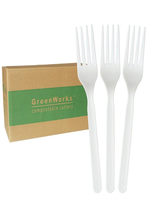 GreenWorks 1000 Count 6" Compostable Forks, BPI Certified,Bulk Cutlery Utensils Fork - Image 1
