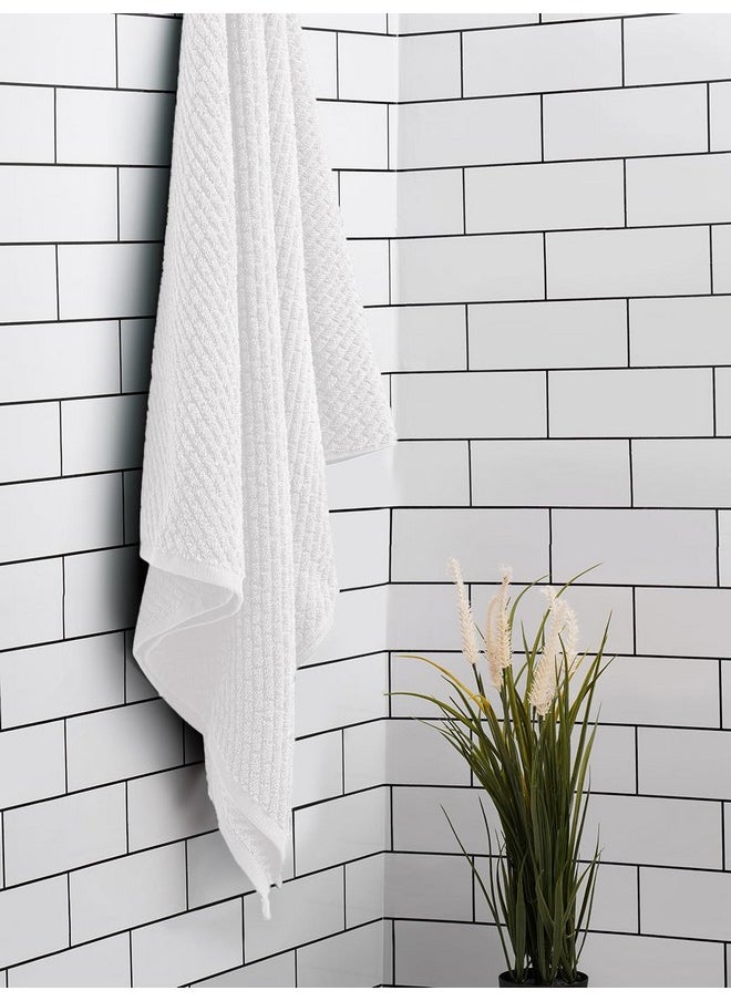 SPACES Spaces 100% Cotton Large (70 Cm X 150 Cm) | 400 Gsm Dobby Solid Bath Towel (White)- Genesis  - Image 1
