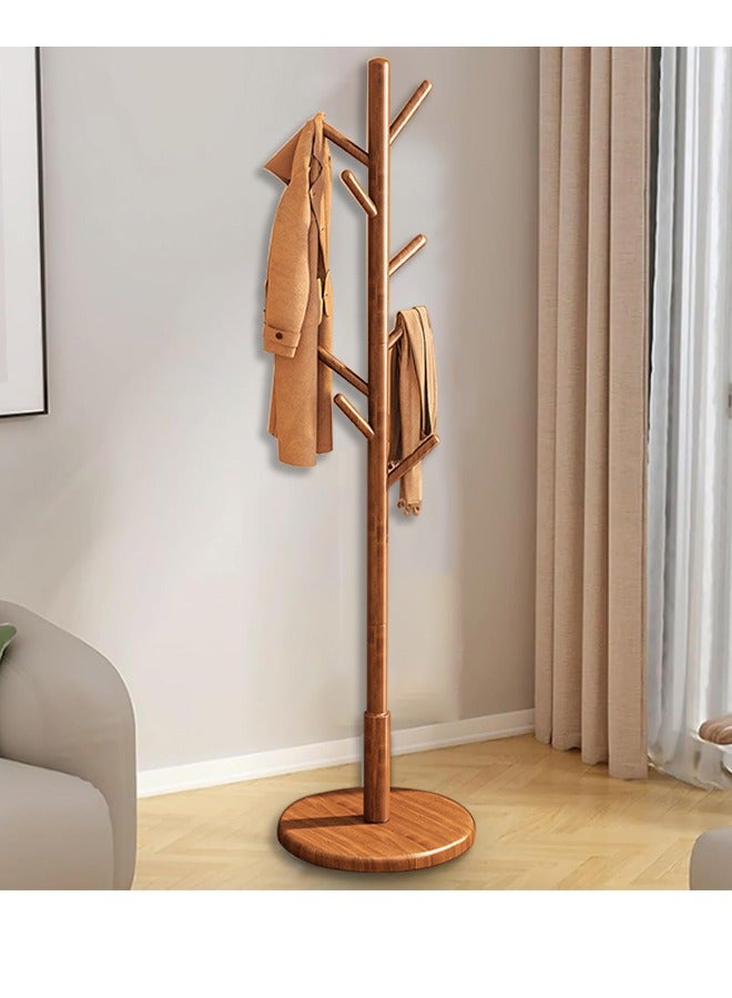 DUNISO Coat Rack with 8 Hooks，Wooden Coat Rack Freestanding,Hanging Coat Rack，Easy to Install，Small Footprint，for Bedroom,Living Room, Entrance, Bedside,Brown - Image 1