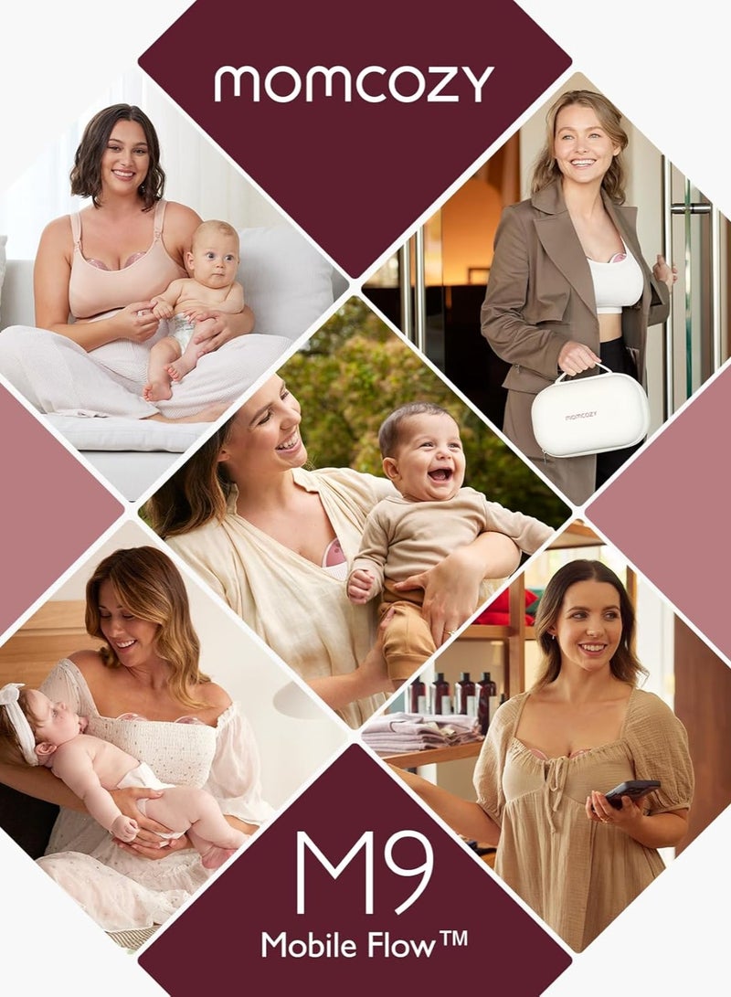 M9 Breast Pump Hands-Free Mobile Flow, App Discreet Control with Personalized Multi-Modes and 15 Levels, Independent Breastmilk Storage, Wearable M9 Breast Pump 24mm