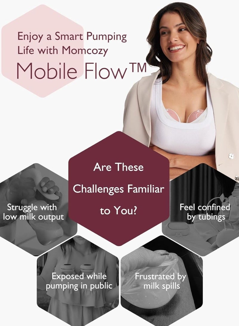 Momcozy M9 Breast Pump Hands-Free Mobile Flow, App Discreet Control with Personalized Multi-Modes and 15 Levels, Independent Breastmilk Storage, Wearable M9 Breast Pump 24mm - Image 2
