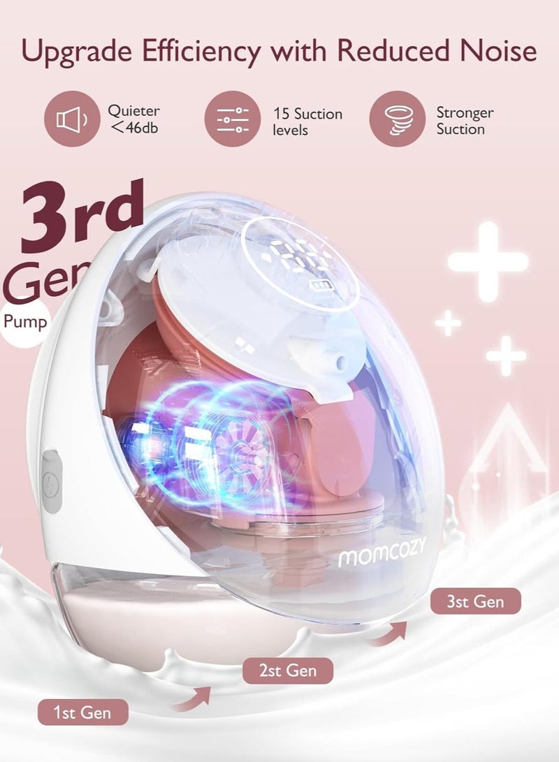 Momcozy M9 Breast Pump Hands-Free Mobile Flow, App Discreet Control with Personalized Multi-Modes and 15 Levels, Independent Breastmilk Storage, Wearable M9 Breast Pump 24mm - Image 3