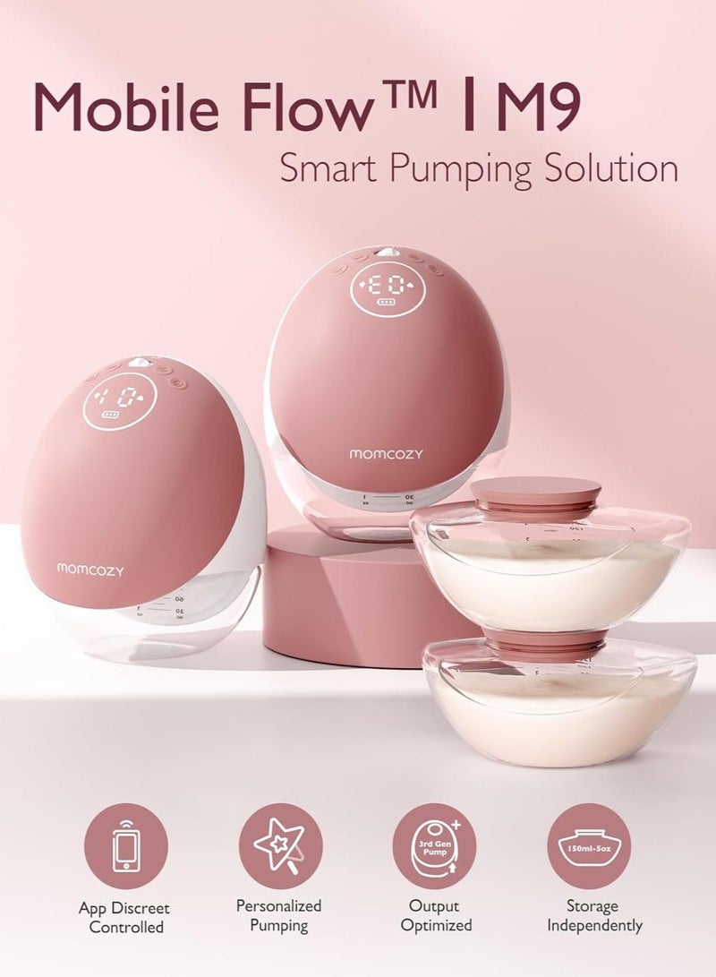 Momcozy M9 Breast Pump Hands-Free Mobile Flow, App Discreet Control with Personalized Multi-Modes and 15 Levels, Independent Breastmilk Storage, Wearable M9 Breast Pump 24mm - Image 4