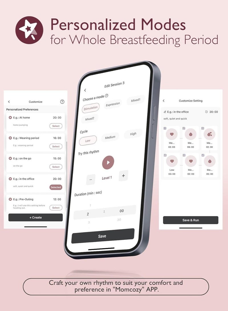 Momcozy M9 Breast Pump Hands-Free Mobile Flow, App Discreet Control with Personalized Multi-Modes and 15 Levels, Independent Breastmilk Storage, Wearable M9 Breast Pump 24mm - Image 5