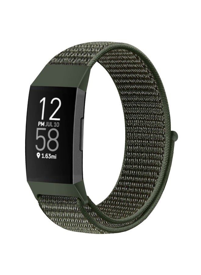 AVOD Nylon Watch Bands Compatible with Fitbit Charge 4/Charge 3/SE, Soft Replacement Wristband Breathable Sport Strap with Band for Women Men (Navy Green) - Image 1