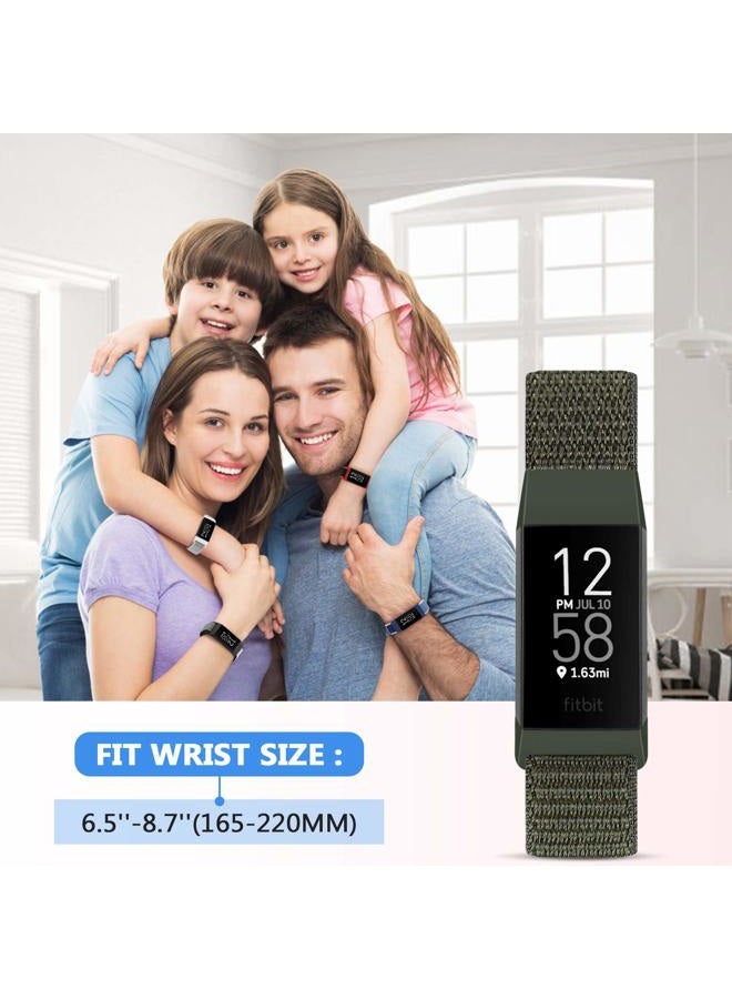 AVOD Nylon Watch Bands Compatible with Fitbit Charge 4/Charge 3/SE, Soft Replacement Wristband Breathable Sport Strap with Band for Women Men (Navy Green) - Image 4