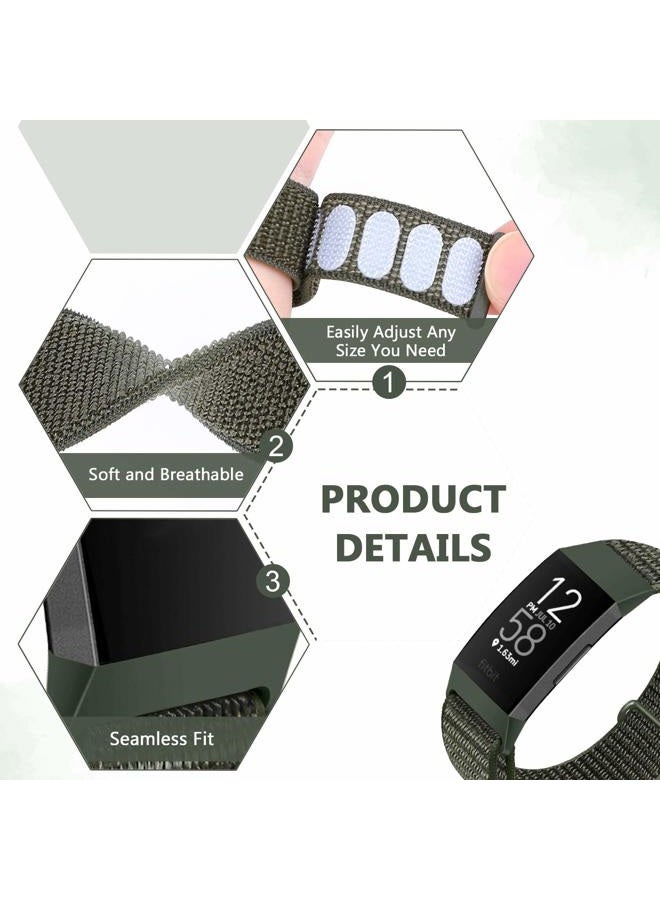AVOD Nylon Watch Bands Compatible with Fitbit Charge 4/Charge 3/SE, Soft Replacement Wristband Breathable Sport Strap with Band for Women Men (Navy Green) - Image 3