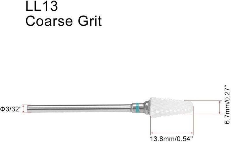 مجموعة رؤوس مثقاب السيراميك للأظافر من قطعتين، خشنة الحبيبات، مقاس 3/32 بوصة لإزالة الجل ومنيكير وباديكير - Image 3