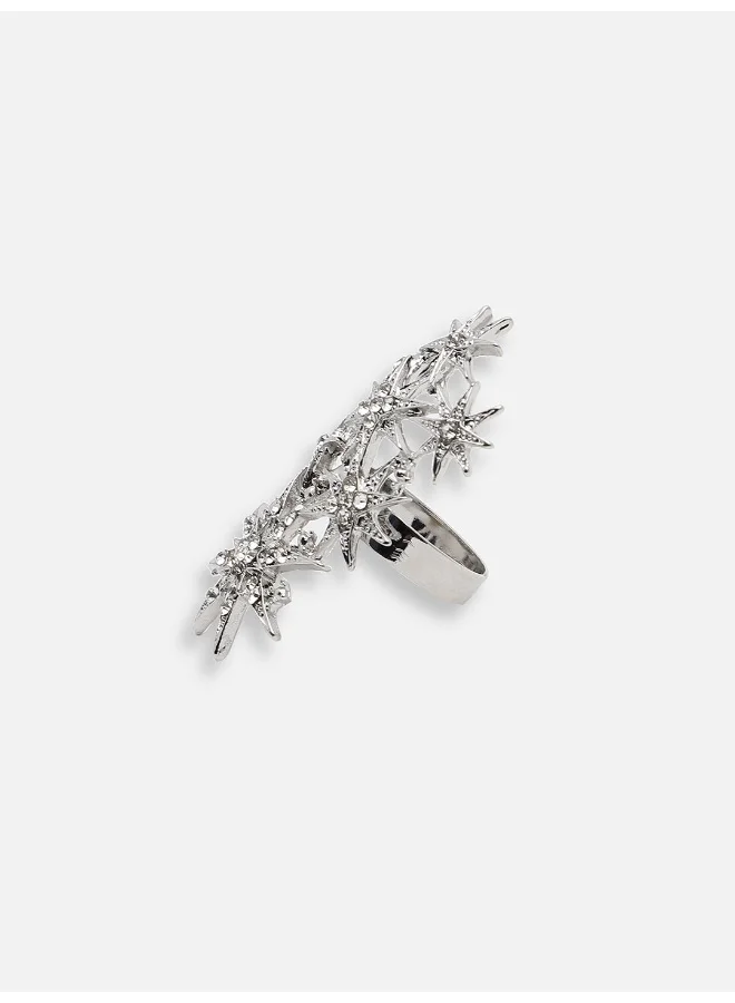 سوهي خاتم حجر مصمم للحفلات مطلي بالفضة