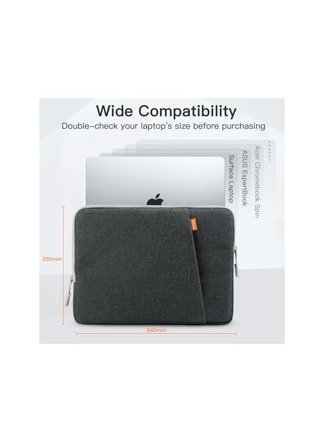 Jetech Laptop Sleeve for 13.3-Inch MacBook Air/Pro, 14-Inch MacBook Pro 2021 M1, 13-13.6 Inch Notebook, Waterproof Shock Resistant Bag Case with Accessory Pocket (Dark Grey) - Image 2