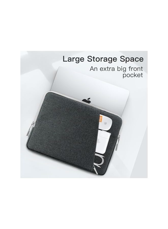 Jetech Laptop Sleeve for 13.3-Inch MacBook Air/Pro, 14-Inch MacBook Pro 2021 M1, 13-13.6 Inch Notebook, Waterproof Shock Resistant Bag Case with Accessory Pocket (Dark Grey) - Image 3