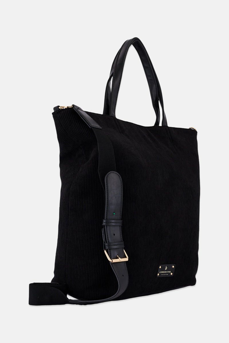 London Fog Women Brand Logo Tote Bag, Black - Image 2