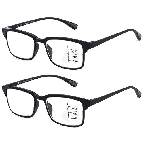 CARA OPTICAL CARA 2 Pack Progressive Multifocus Reading Glasses for Men, Women Premium TR90 Frame Blue Light Blocking Computer Readers, 3ft Range Workspace (Top is not 0), 2.5 Black - Image 1