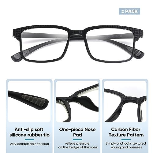 CARA OPTICAL CARA 2 Pack Progressive Multifocus Reading Glasses for Men, Women Premium TR90 Frame Blue Light Blocking Computer Readers, 3ft Range Workspace (Top is not 0), 2.5 Black - Image 4
