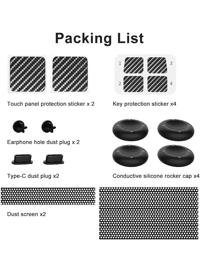 16 In 1 Accessorries Kit For Steam Deck 2X Touchpad Protection Sticker 4X Key Protection Sticker 2X Headphone Jack Dust Plug 2X Type C Dust Plug 2X Dust Filter 4X Conductive Silicone Rocker Cap - Image 4