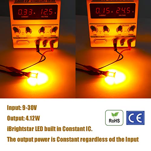 iBrightstar مصابيح LED iBrightstar الأحدث ذات شريحة 3030 فائقة السطوع 921 T15 912 W16W لإشارات الانعطاف وأضواء العلامة الجانبية، صفراء كهرمانية - Image 4