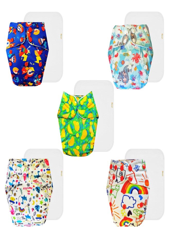 حفاضات دمبلدو القماشية الممتازة مع حشوة قطنية (عبوة من 5) | شعور بالجفاف والراحة | قابلة لإعادة الاستخدام والغسل | أزرار كبس قابلة للتعديل | مصممة من قبل الأمهات | من 3 أشهر إلى 3 سنوات | للجنسين - Image 1