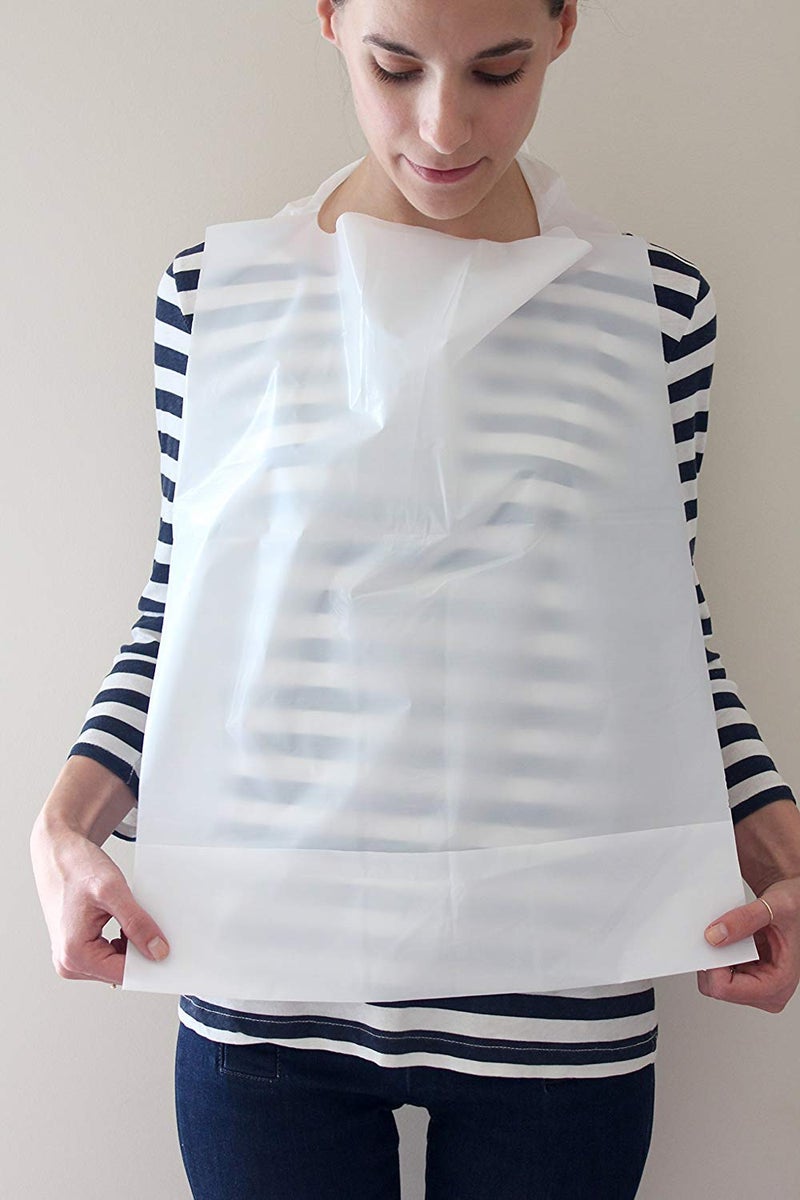 Tidi Disposable Adult Bibs with Crumb Catcher 100 Pack Plastic - Image 1