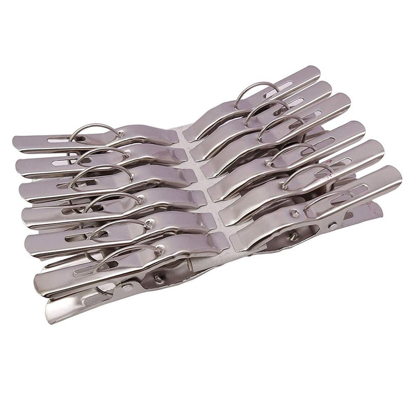 Kuber Industries 12 Piece Steel Cloth Drying Clip, Silver (CTKTC0342) - Image 2