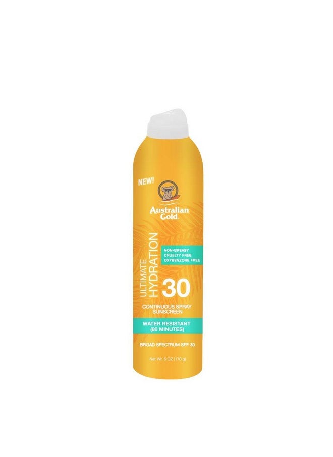 Australian Gold Continuous Spray Sunscreen Spf 30 6 Ounce Dries Fast Broad Spectrum Water Resistant Nongreasy Oxybenzone Free Cruelty Free  - Image 1
