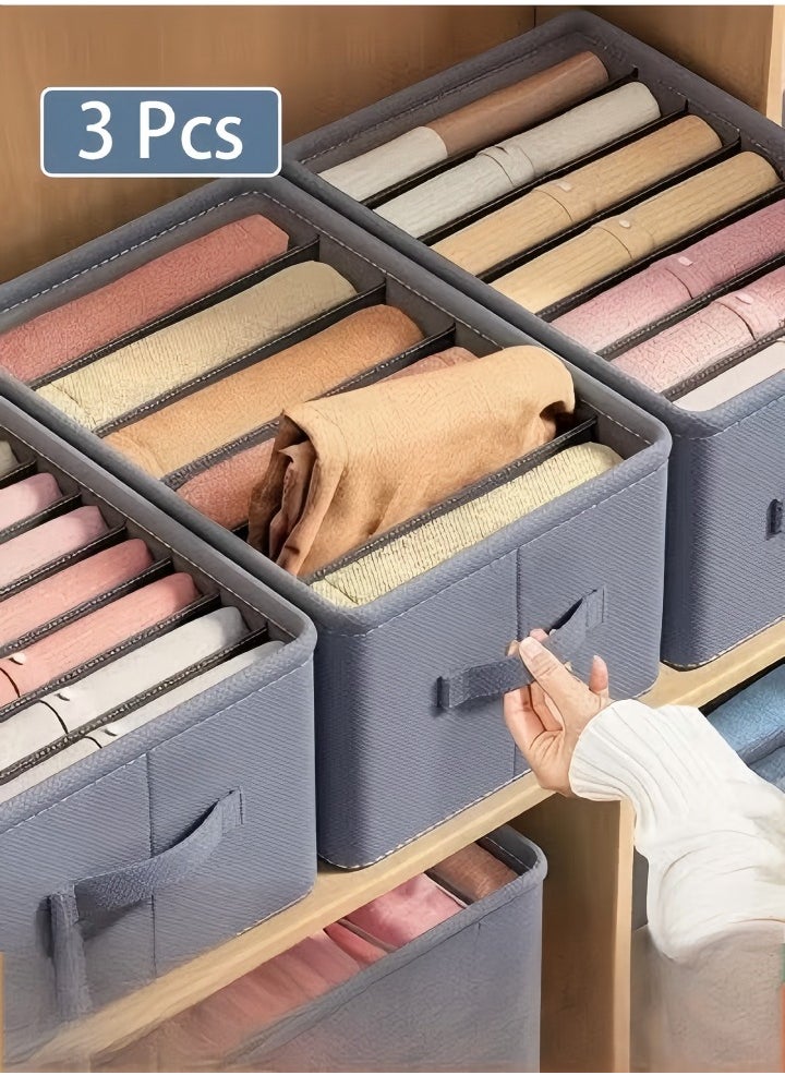 DUNISO Wardrobe Clothes Organizer, Large 3 Pack 22 Grids Jeans organizer For Closet Storage With Handles, Tshirt organizer, Pants Organizer, Foldable Drawer Organizers Dividers For Clothing  - Image 1