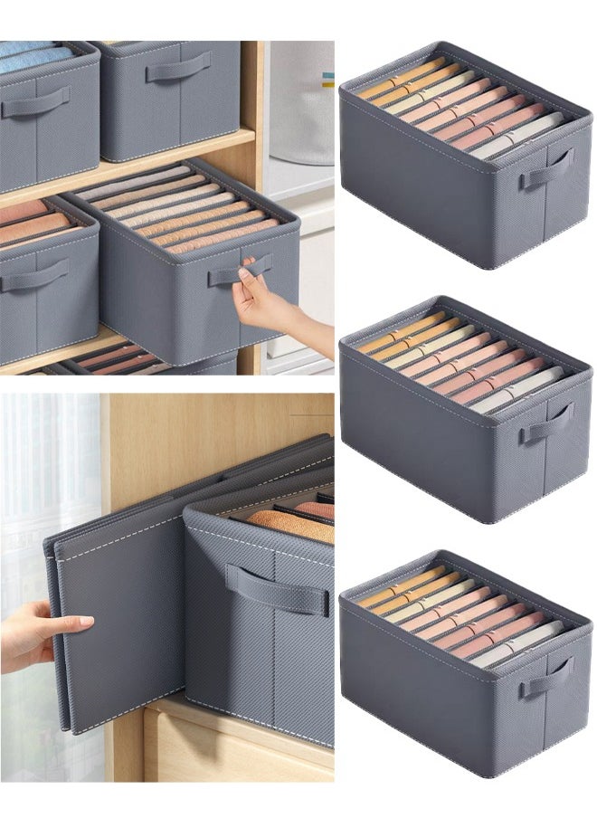 DUNISO Wardrobe Clothes Organizer, Large 3 Pack 22 Grids Jeans organizer For Closet Storage With Handles, Tshirt organizer, Pants Organizer, Foldable Drawer Organizers Dividers For Clothing  - Image 1