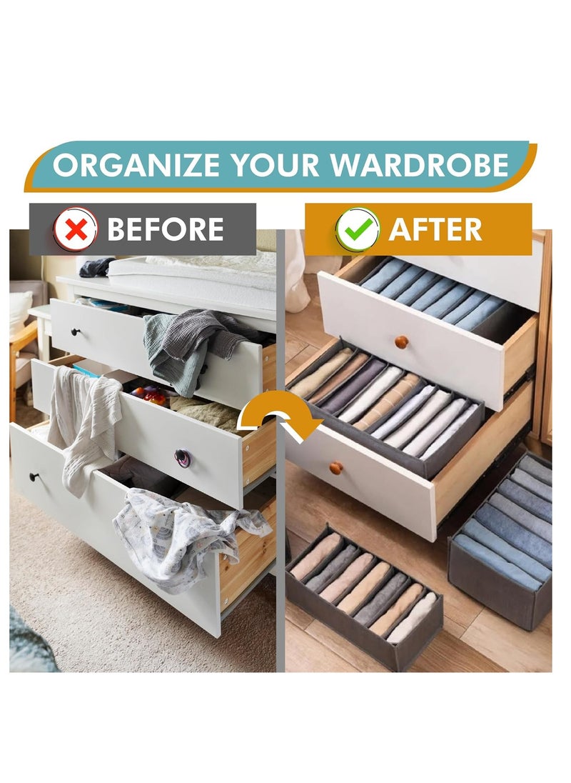 DUNISO Wardrobe Clothes Organizer, Large 3 Pack 22 Grids Jeans organizer For Closet Storage With Handles, Tshirt organizer, Pants Organizer, Foldable Drawer Organizers Dividers For Clothing  - Image 5